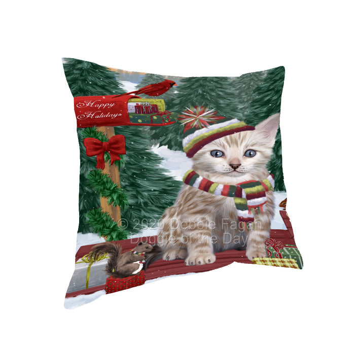 Christmas Woodland Sled Bengal Cat Pillow with Top Quality High-Resolution Images - Ultra Soft Pet Pillows for Sleeping - Reversible & Comfort - Ideal Gift for Dog Lover - Cushion for Sofa Couch Bed - 100% Polyester, PILA93556