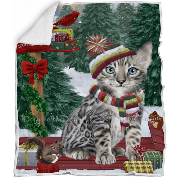 Merry Christmas Woodland Sled Bengal Cat Blanket BLNKT142701
