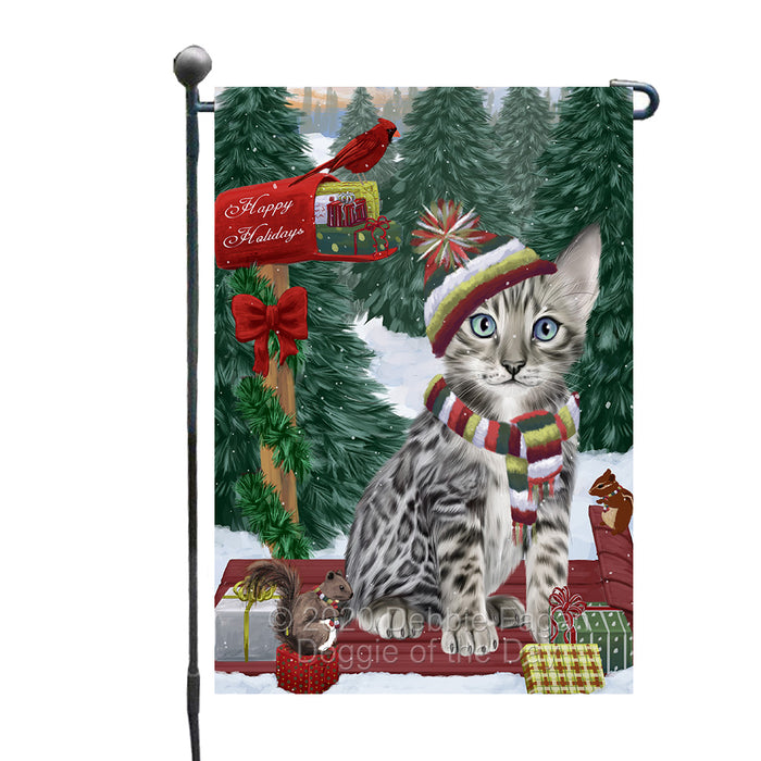 Christmas Woodland Sled Bengal Cat Garden Flags Outdoor Decor for Homes and Gardens Double Sided Garden Yard Spring Decorative Vertical Home Flags Garden Porch Lawn Flag for Decorations GFLG68403