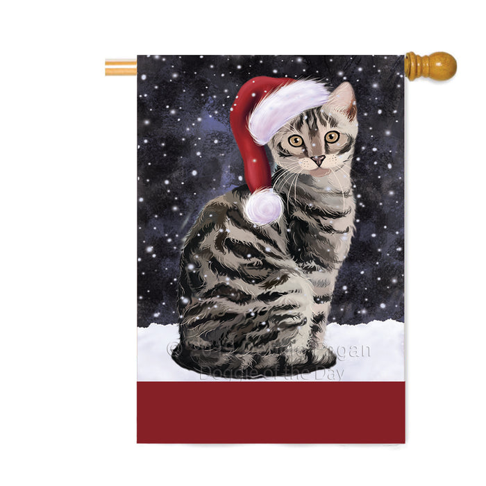 Personalized Let It Snow Happy Holidays Bengal Cat Custom House Flag FLG-DOTD-A62310