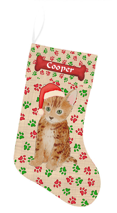 Pet Name Personalized Christmas Paw Print Bengal Cats Stocking