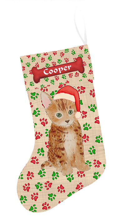 Pet Name Personalized Christmas Paw Print Bengal Cats Stocking