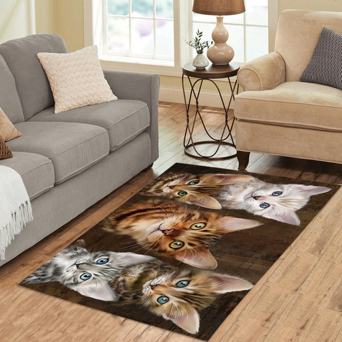 Rustic Bengal Cats Area Rug