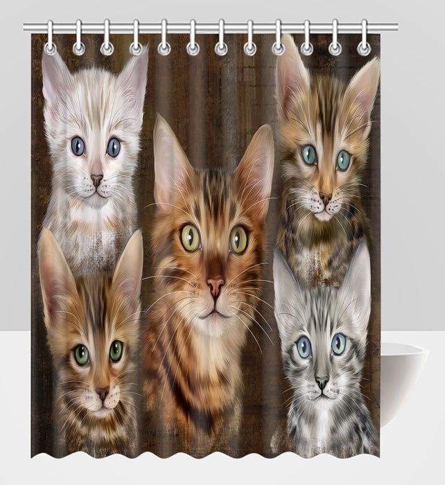 Rustic Bengal Cats Shower Curtain