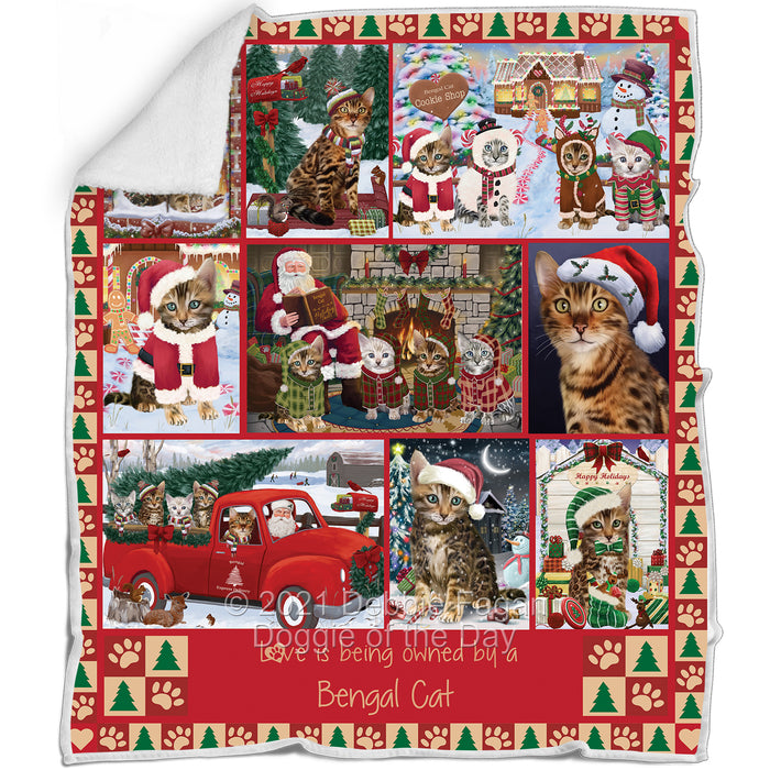 Love is Being Owned Christmas Bengal Cats Blanket BLNKT143441