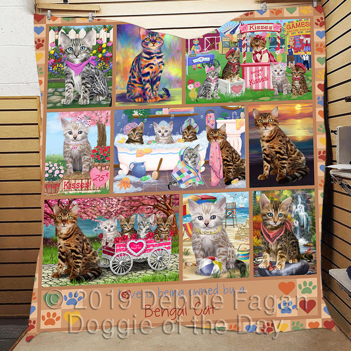 Love is Being Owned Bengal Cat Beige Quilt