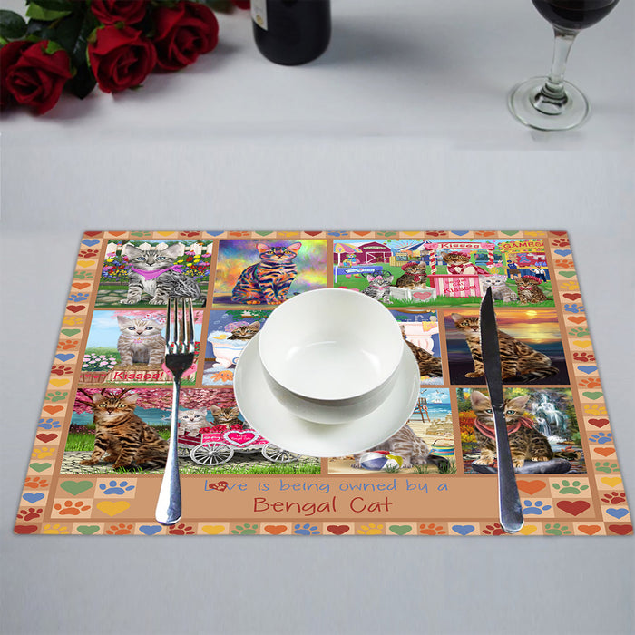 Love is Being Owned Bengal Cat Beige Placemat
