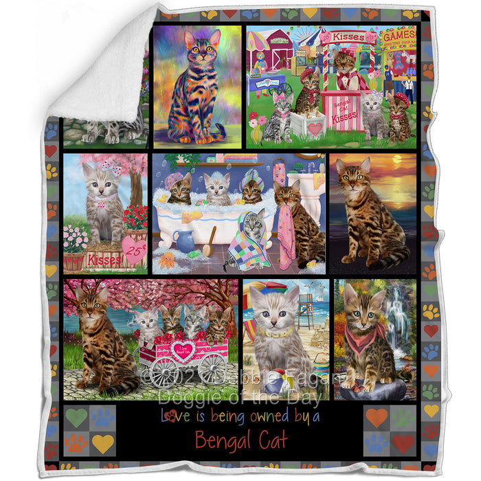 Love is Being Owned Bengal Cat Grey Blanket BLNKT137019
