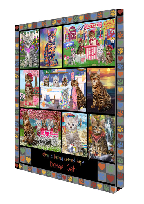 Love is Being Owned Bengal Cat Grey Canvas Print Wall Art Décor CVS137627