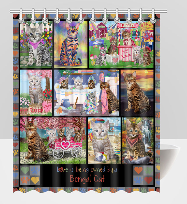 Love is Being Owned Bengal Cat Grey Shower Curtain