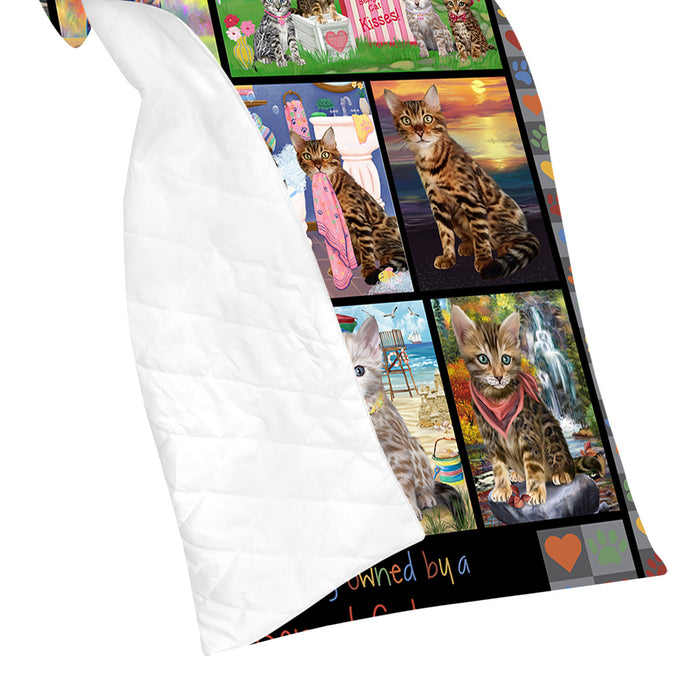 Love is Being Owned Bengal Cat Grey Quilt