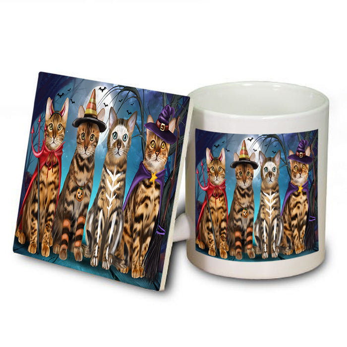 Happy Halloween Trick or Treat Bengal Cats Mug and Coaster Set MUC54470