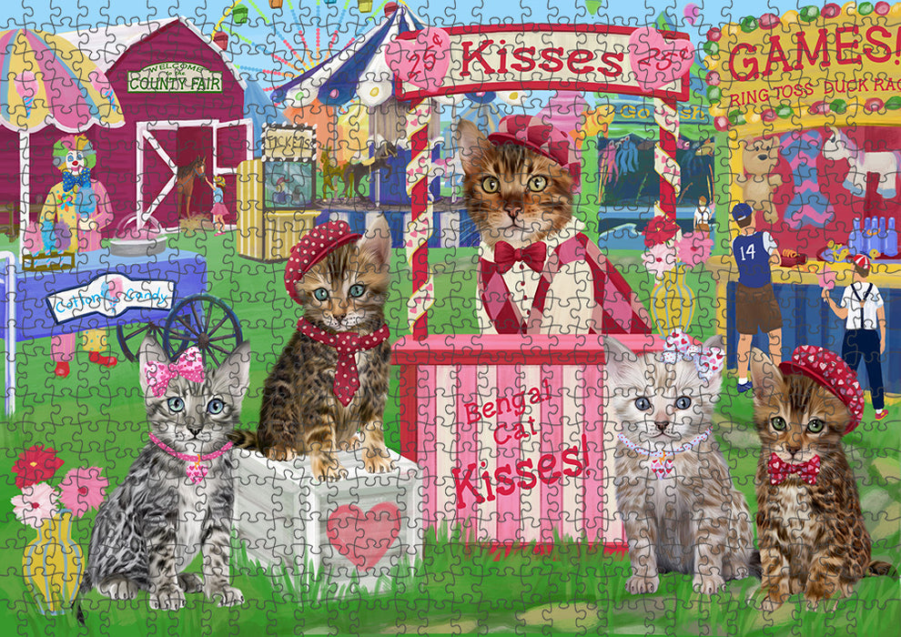 Carnival Kissing Booth Bengal Cats Puzzle with Photo Tin PUZL91332