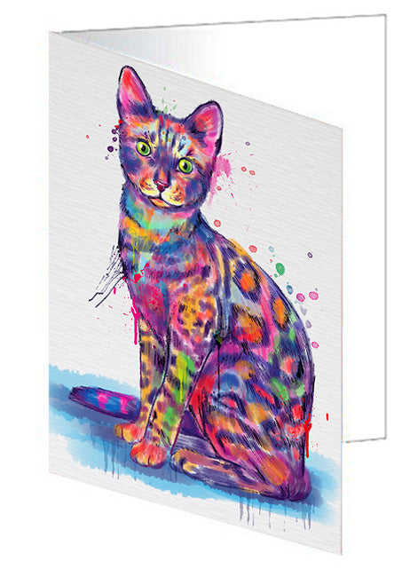 Watercolor Bengal Cat Handmade Artwork Assorted Pets Greeting Cards and Note Cards with Envelopes for All Occasions and Holiday Seasons GCD77033