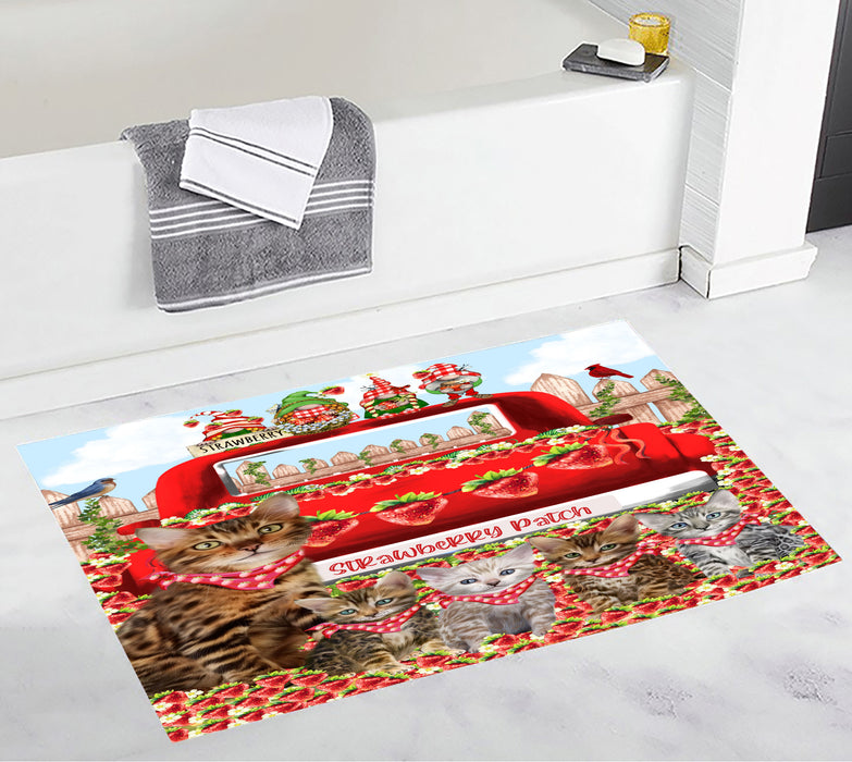 Bengal Cats Personalized Bath Mat, Explore a Variety of Custom Designs, Anti-Slip Bathroom Rug Mats, Pet and Cat Lovers Gift