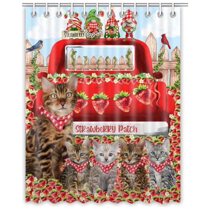 Bengal Cats Shower Curtain, Explore a Variety of Personalized Designs, Custom, Waterproof Bathtub Curtains with Hooks for Bathroom, Cat Gift for Pet Lovers