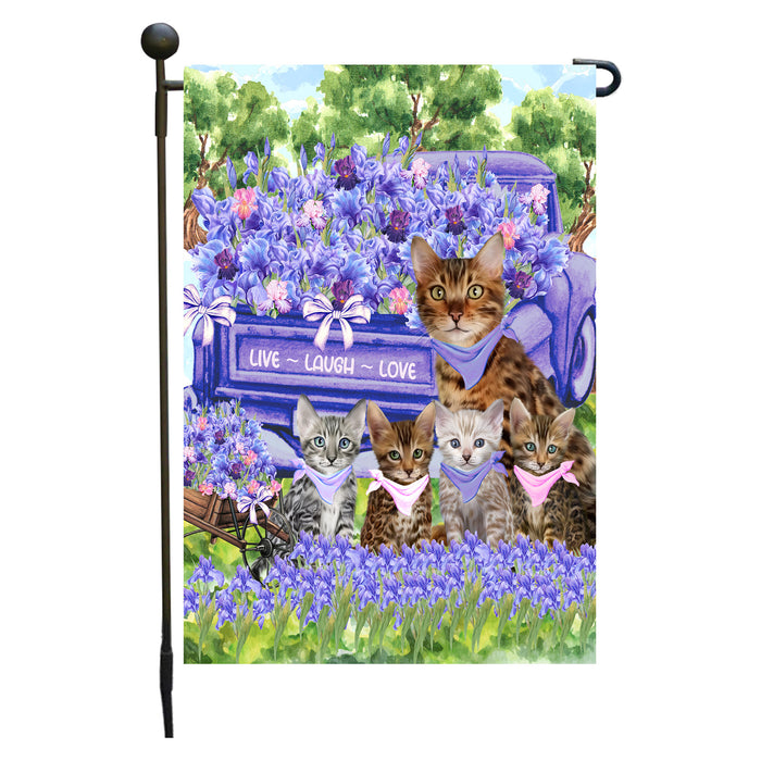 Bengal Cats Garden Flag for Cat and Pet Lovers, Explore a Variety of Designs, Custom, Personalized, Weather Resistant, Double-Sided, Outdoor Garden Yard Decoration