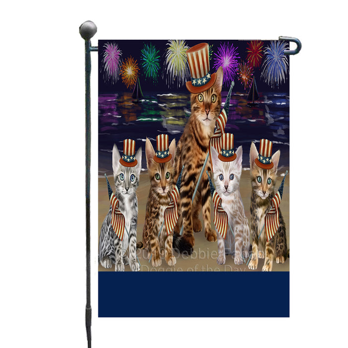Personalized 4th of July Firework Bengal Cats Custom Garden Flags GFLG-DOTD-A57773