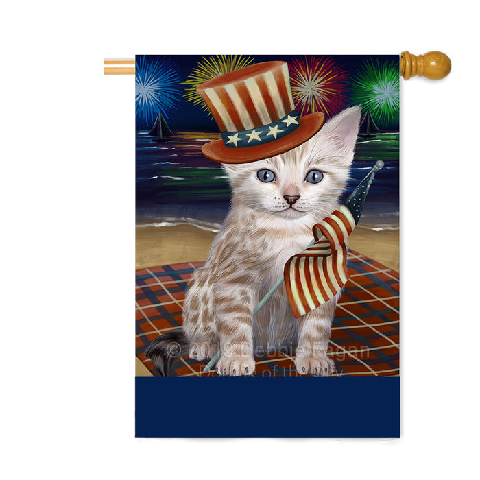 Personalized 4th of July Firework Bengal Cat Custom House Flag FLG-DOTD-A57832