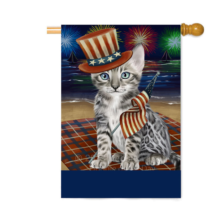 Personalized 4th of July Firework Bengal Cat Custom House Flag FLG-DOTD-A57831