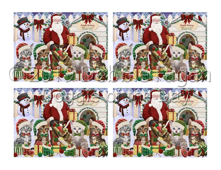 Happy Holidays Christmas Bengal Cats House Gathering Placemat