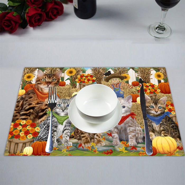 Fall Festive Harvest Time Gathering Bengal Cats Placemat
