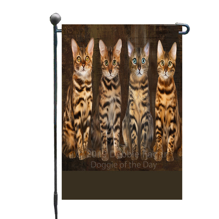 Personalized Rustic 4 Bengal Cats Custom Garden Flag GFLG63342