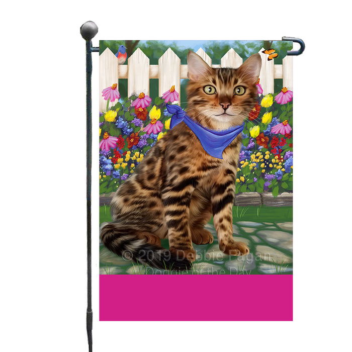 Personalized Spring Floral Bengal Cat Custom Garden Flags GFLG-DOTD-A62742
