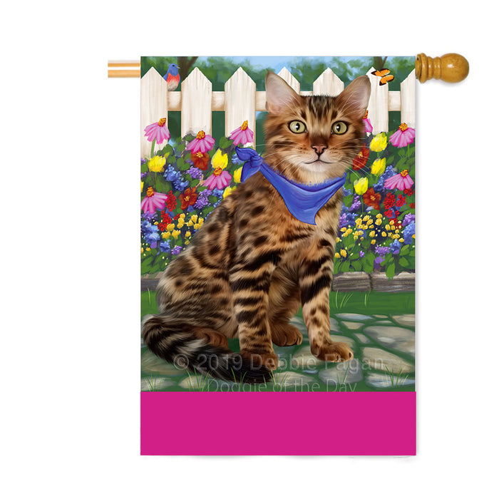 Personalized Spring Floral Bengal Cat Custom House Flag FLG-DOTD-A62798