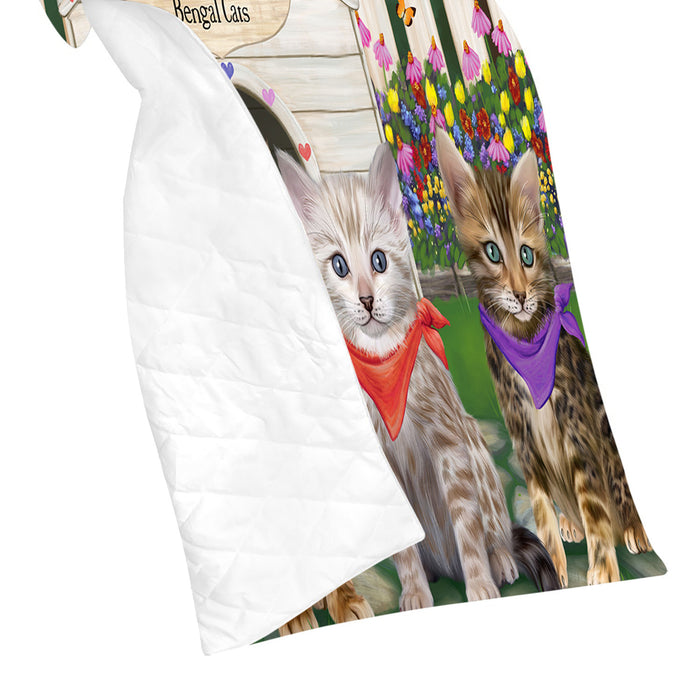 Spring Dog House Bengal Cats Quilt