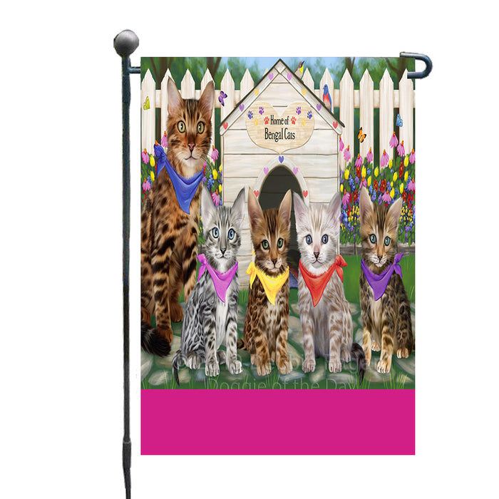 Personalized Spring Cat House Bengal Cats Custom Garden Flags GFLG-DOTD-A62743