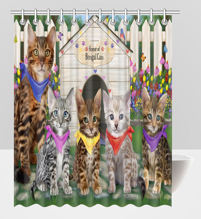 Spring Dog House Bengal Cats Shower Curtain