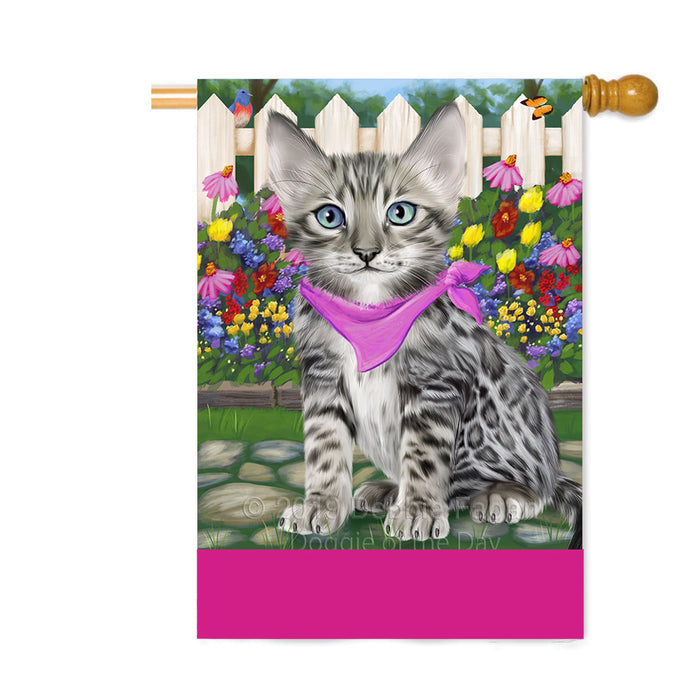 Personalized Spring Floral Bengal Cat Custom House Flag FLG-DOTD-A62802
