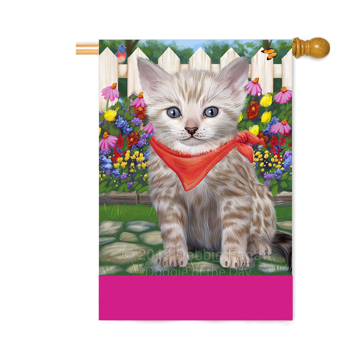Personalized Spring Floral Bengal Cat Custom House Flag FLG-DOTD-A62800