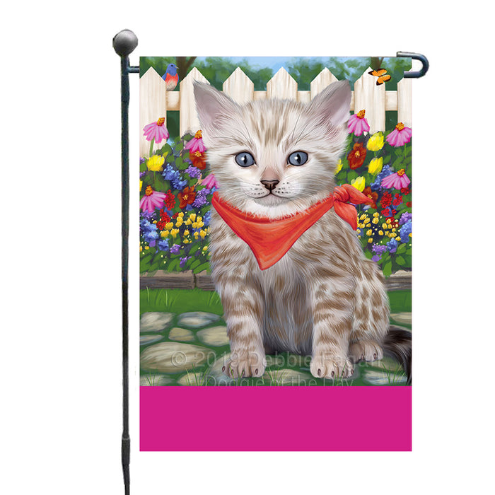 Personalized Spring Floral Bengal Cat Custom Garden Flags GFLG-DOTD-A62744