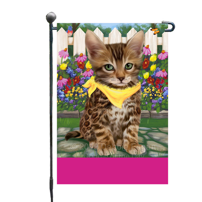 Personalized Spring Floral Bengal Cat Custom Garden Flags GFLG-DOTD-A62745