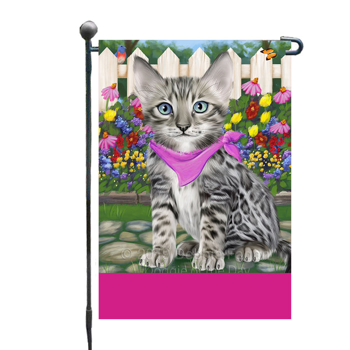 Personalized Spring Floral Bengal Cat Custom Garden Flags GFLG-DOTD-A62746