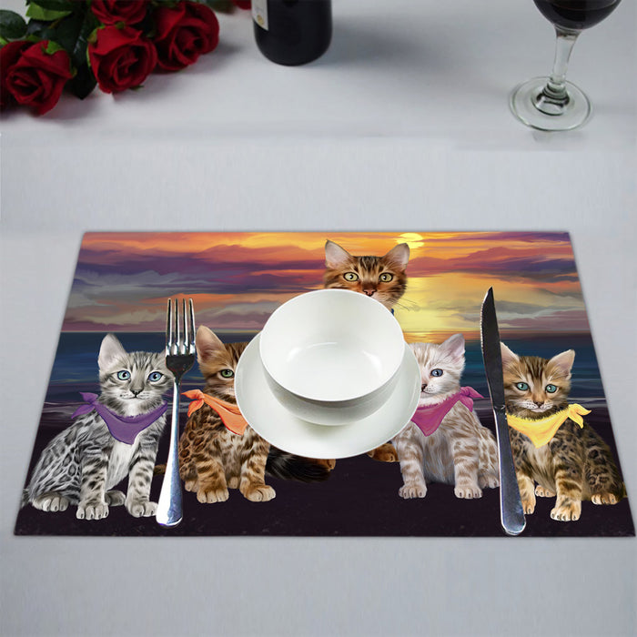Family Sunset Portrait Bengal Cats Placemat