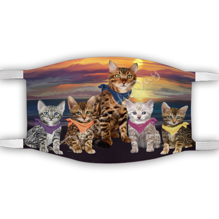 Family Sunset Bengal Cats Face Mask FM49175