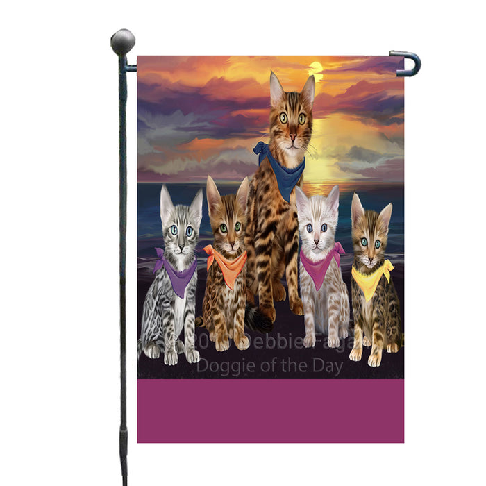 Personalized Family Sunset Portrait Bengal Cats Custom Garden Flags GFLG-DOTD-A60574