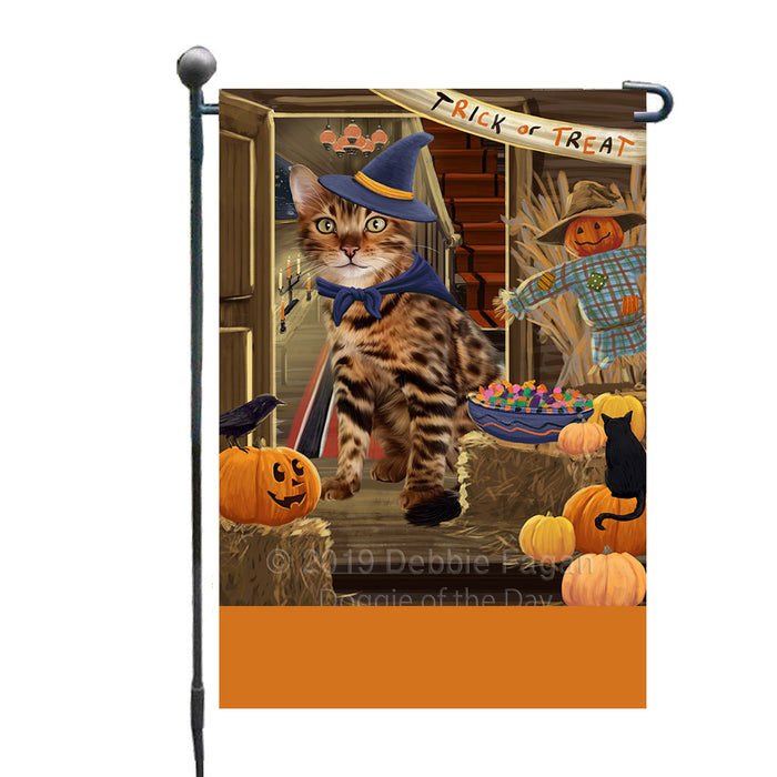 Personalized Enter at Own Risk Trick or Treat Halloween Bengal Cat Custom Garden Flags GFLG-DOTD-A59457