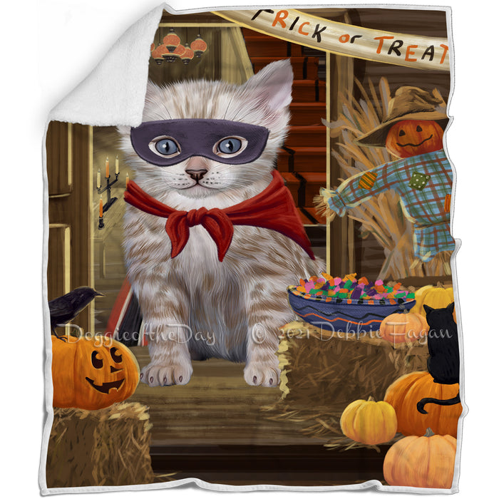 Enter at Own Risk Trick or Treat Halloween Bengal Cat Blanket BLNKT94251