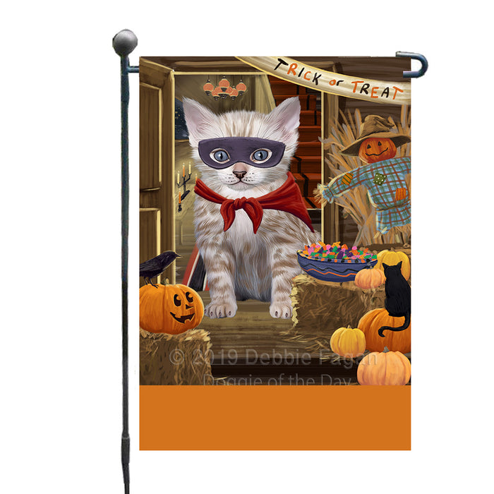 Personalized Enter at Own Risk Trick or Treat Halloween Bengal Cat Custom Garden Flags GFLG-DOTD-A59458