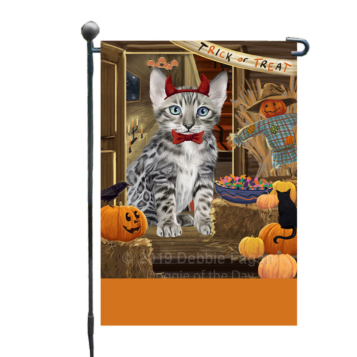 Personalized Enter at Own Risk Trick or Treat Halloween Bengal Cat Custom Garden Flags GFLG-DOTD-A59459