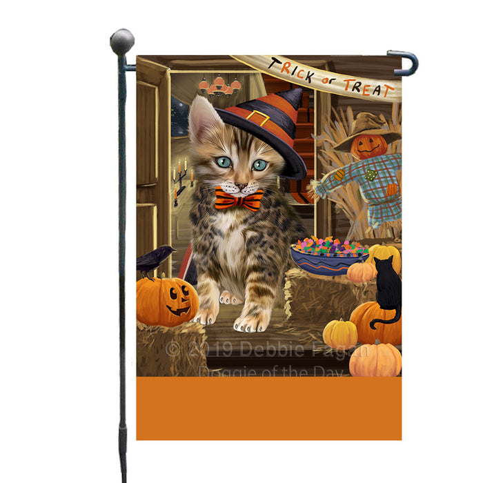 Personalized Enter at Own Risk Trick or Treat Halloween Bengal Cat Custom Garden Flags GFLG-DOTD-A59460