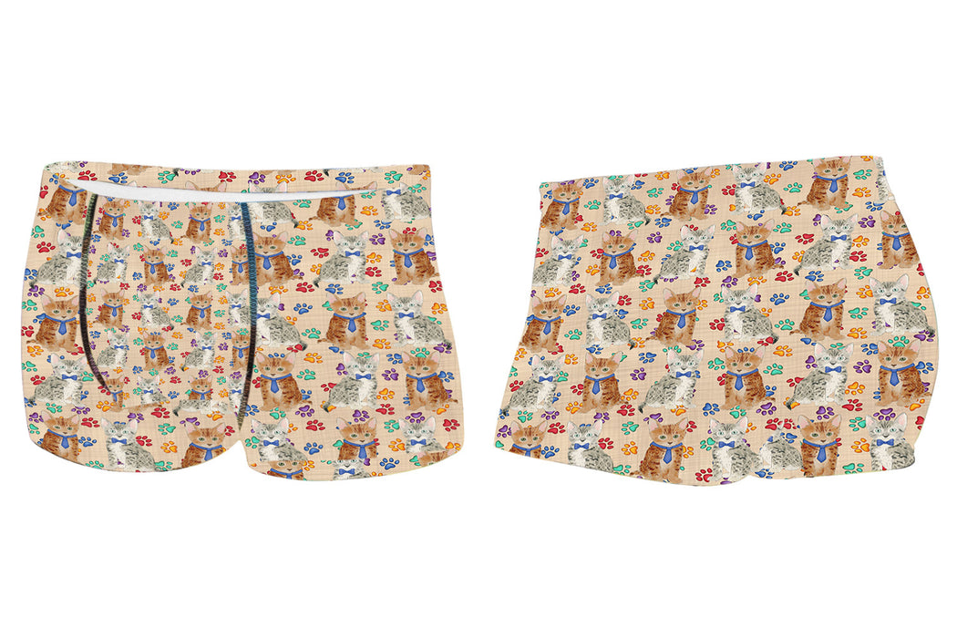 Rainbow Paw Print Bengal Cats BlueMen's All Over Print Boxer Briefs