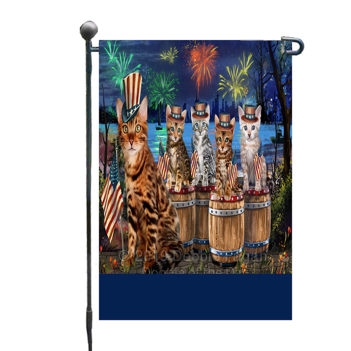 Personalized 4th of July Firework Bengal Cats Custom Garden Flags GFLG-DOTD-A57778