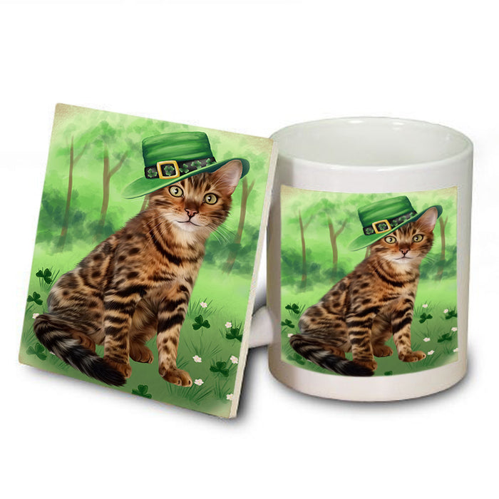 St. Patricks Day Irish Portrait Bengal Cat Mug and Coaster Set MUC56969
