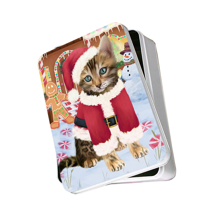 Christmas Gingerbread House Candyfest Bengal Cat Dog Photo Storage Tin PITN56092