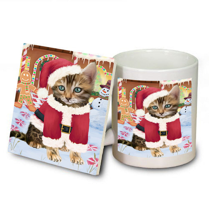 Christmas Gingerbread House Candyfest Bengal Cat Dog Mug and Coaster Set MUC56165